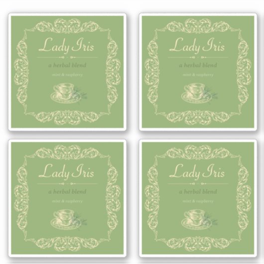4個のヴィンテージカスタムハーブティー シール (正面)