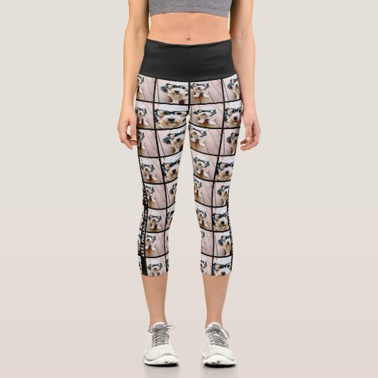 4側面に写真のコラージュとカスタム文字 カプリレギンス (正面)