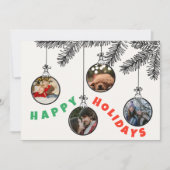 4写真かわいいクリスマスツリーバルブフラットホリデーカード シーズンカード (正面)