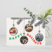 4写真かわいいクリスマスツリーバルブフラットホリデーカード シーズンカード (スタンド正面)