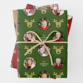 4写真かわいいトナカイ家族のクリスマス ラッピングペーパーシート (インサイチュ)