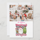 4写真と明るい市松模様にメリークリスマス シーズンカード (正面)