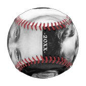 4写真のコラージュと日付 | Fanthers Dayパパ記念 野球ボール (裏面)