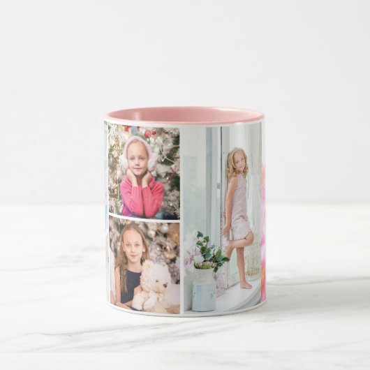 4写真のコラージュのカスタムな文字の母の日の抽象芸術 マグカップ (中央)