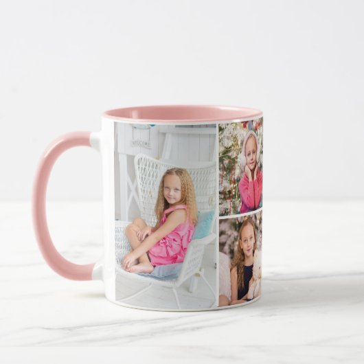 4写真のコラージュのカスタムな文字の母の日の抽象芸術 マグカップ (左)