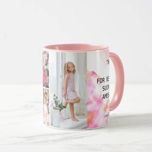 4写真のコラージュのカスタムな文字の母の日の抽象芸術 マグカップ (正面右)