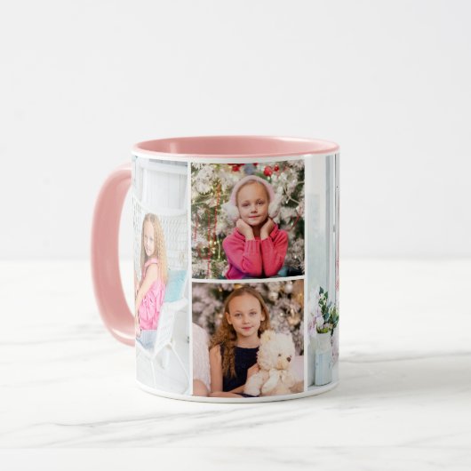 4写真のコラージュのカスタムな文字の母の日の抽象芸術 マグカップ (正面左)