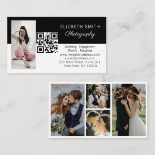 4写真のコラージュ結婚フォトグラファーQRコード 名刺
