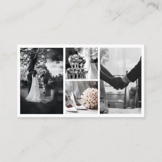 4写真のコラージュ結婚フォトグラファーQRコード 名刺 (裏面)