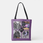 4写真のコラージュ|犬のイニシャルの紫色 トートバッグ (裏面)