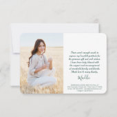 4写真の新しいアドレスモダングリーンホワイト卒業 サンキューカード (裏面)