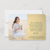 4写真の新しいアドレスモダングリーン金ゴールド卒業 サンキューカード (裏面)