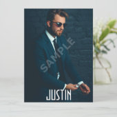 4写真の男性のモデルHeadshot Compカードテンプレート 招待状 (スタンド正面)