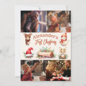 4写真ウッドランド動物ベビー初めてのクリスマス シーズンカード (正面)