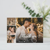 4写真エレガントコラージュの結婚サンキューカード サンキューカード (スタンド正面)