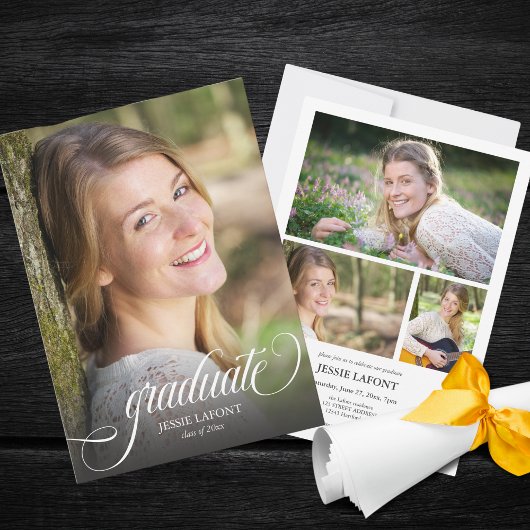 4写真エレガント書道台本の卒業 招待状