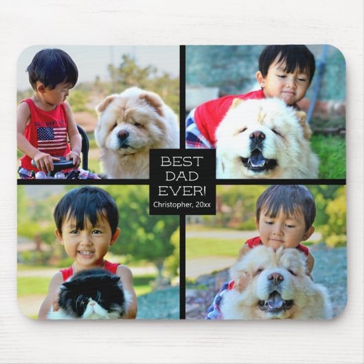 4写真カスタマイズコラージュ父の日のギフト マウスパッド (正面)