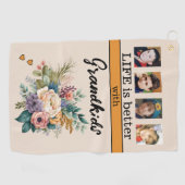 4写真カスタムグランドキッズフローラオレンジ ゴルフタオル (横)