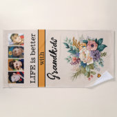 4写真カスタムグランドキッズフローラオレンジ ビーチタオル (正面)