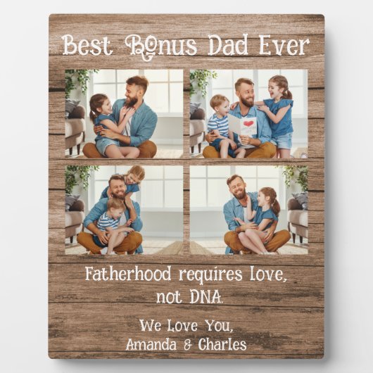 4写真カスタムコラージュパパ父親の日ウッド フォトプラーク (正面)
