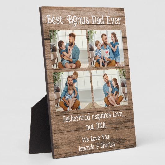 4写真カスタムコラージュパパ父親の日ウッド フォトプラーク (側面)