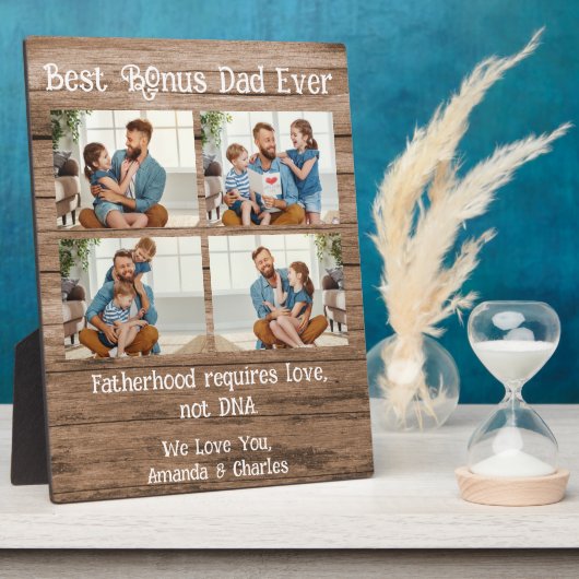 4写真カスタムコラージュパパ父親の日ウッド フォトプラーク (側面)