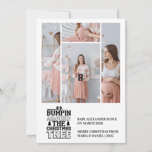 4写真クリスマスツリー妊娠のお知らせ シーズンカード (正面)