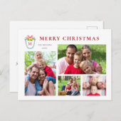 4写真クレストモノグラムのクリスマス シーズンポストカード (正面/裏面)