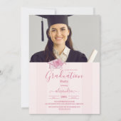 4写真コケットピンクボウ卒業パーティー 招待状 (裏面)