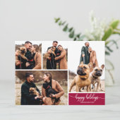 4写真コラージハッピーホリデイズクリスマスモダン 招待状 (スタンド正面)