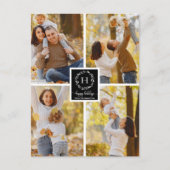 4写真コラージハッピーホリデーズクリスマスブラック ポストカード (正面)