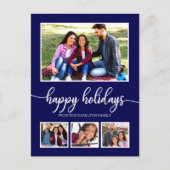 4写真コラージハッピーホリデーズブルーモダンル ポストカード (正面)