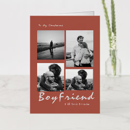 4写真コラージフォーエバーボーイズバレンタイン 箔グリーティングカード