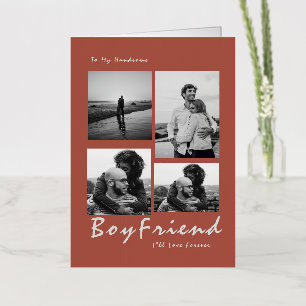 4写真コラージフォーエバーボーイズバレンタイン 箔グリーティングカード