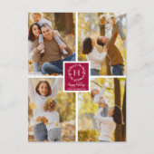 4写真コラージモノグラムハッピーホリデイズクリスマス ポストカード (正面)