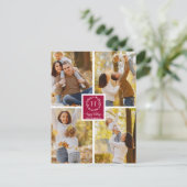 4写真コラージモノグラムハッピーホリデイズクリスマス ポストカード (スタンド正面)