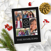 4写真コラージモノグラムメリークリスマスブラック ポストカード