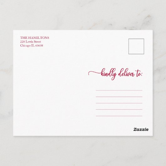 4写真コラージモノグラムメリークリスマスホリデー ポストカード (裏面)