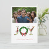 4写真コラージュのクリスマスジョイファミリー シーズンカード (スタンド正面)