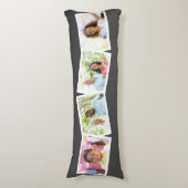 4写真コラージュの家族の名前とカスタム文字 – グレー ボディピロー (正面縦)