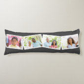 4写真コラージュの家族の名前とカスタム文字 – グレー ボディピロー (正面)