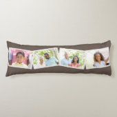 4写真コラージュの家族の名前とカスタム文字 – ブラウン ボディピロー (正面)