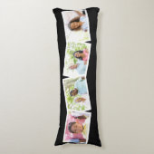 4写真コラージュの家族の名前とカスタム文字 – 黒 ボディピロー (正面縦)