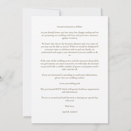 4写真コラージュの結婚植物枝フレーム セーブザデート (裏面)