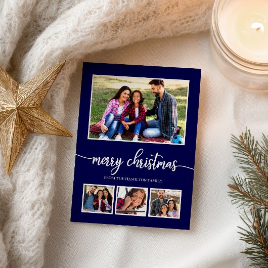 4写真コラージュメリークリスマスモダン休暇 ポストカード