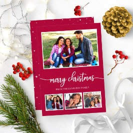 4写真コラージュメリークリスマスモダン休暇 招待状