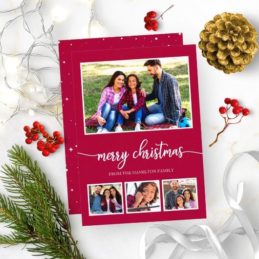 4写真コラージュメリークリスマスモダン休暇 招待状