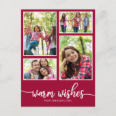 4写真コラージュ暖かい願いクリスマスモダン ポストカード (正面)