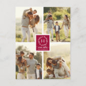 4写真コラージュ暖かい願いクリスマスモノグラム ポストカード (正面)