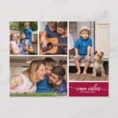 4写真コラージュ暖かい願いシンプルクリスマス ポストカード (正面)